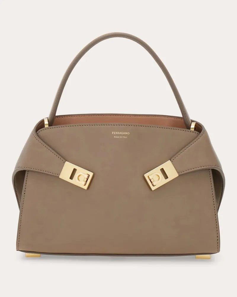 Ferragamo Damen Zweifarbige Hug Soft Handtasche (XS) Beige Beige