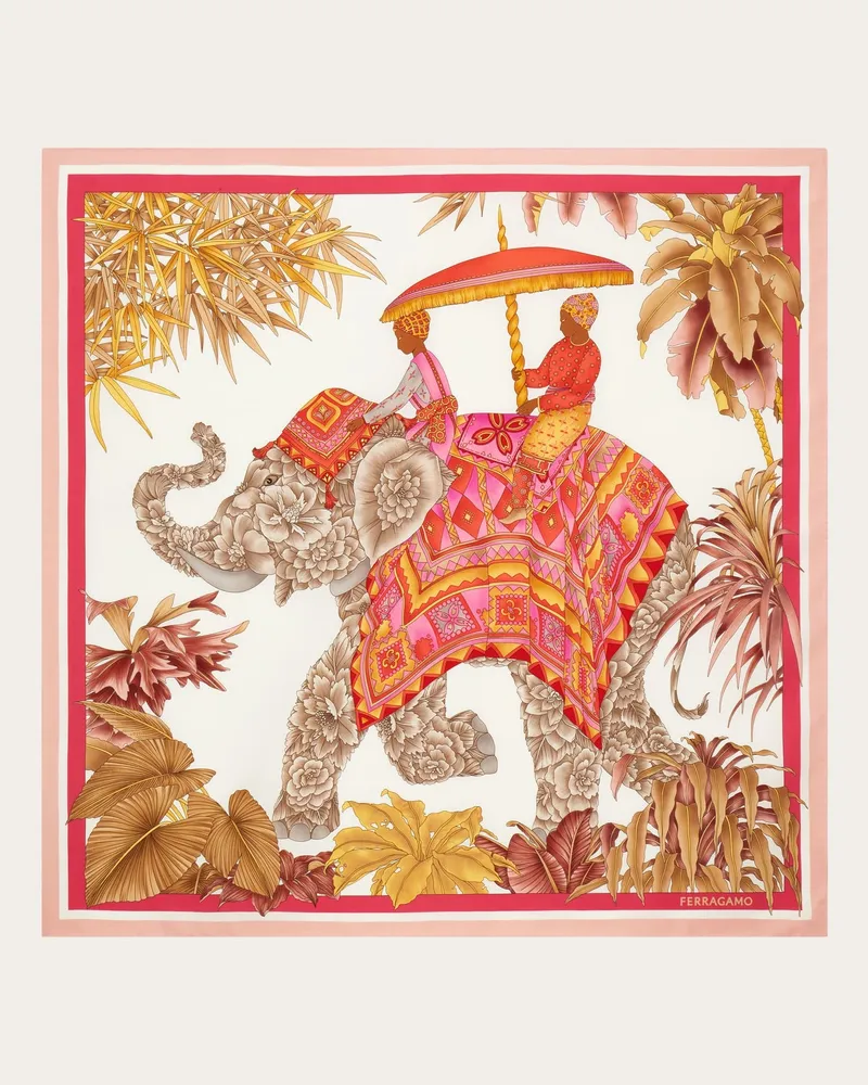 Ferragamo Damen Seidenhalstuch mit Indien-Print Rosa Rosa