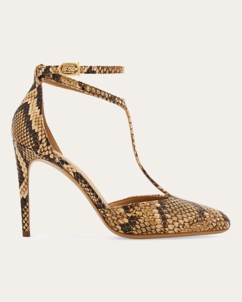 Ferragamo Damen T-Strap-Pumps Beige Größe 5 Beige