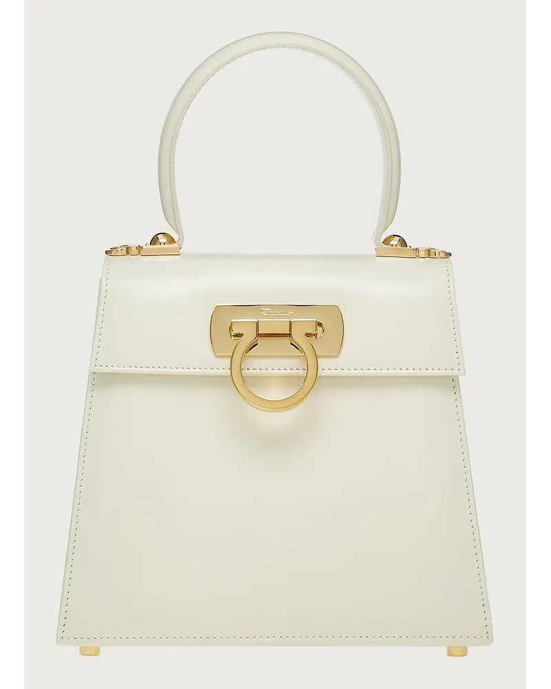 Ferragamo Damen Iconic Top Handle (S) Weiß Weiß