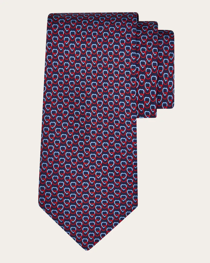 Ferragamo Herren Seidenkrawatte mit Herzen-Print Blau Blau