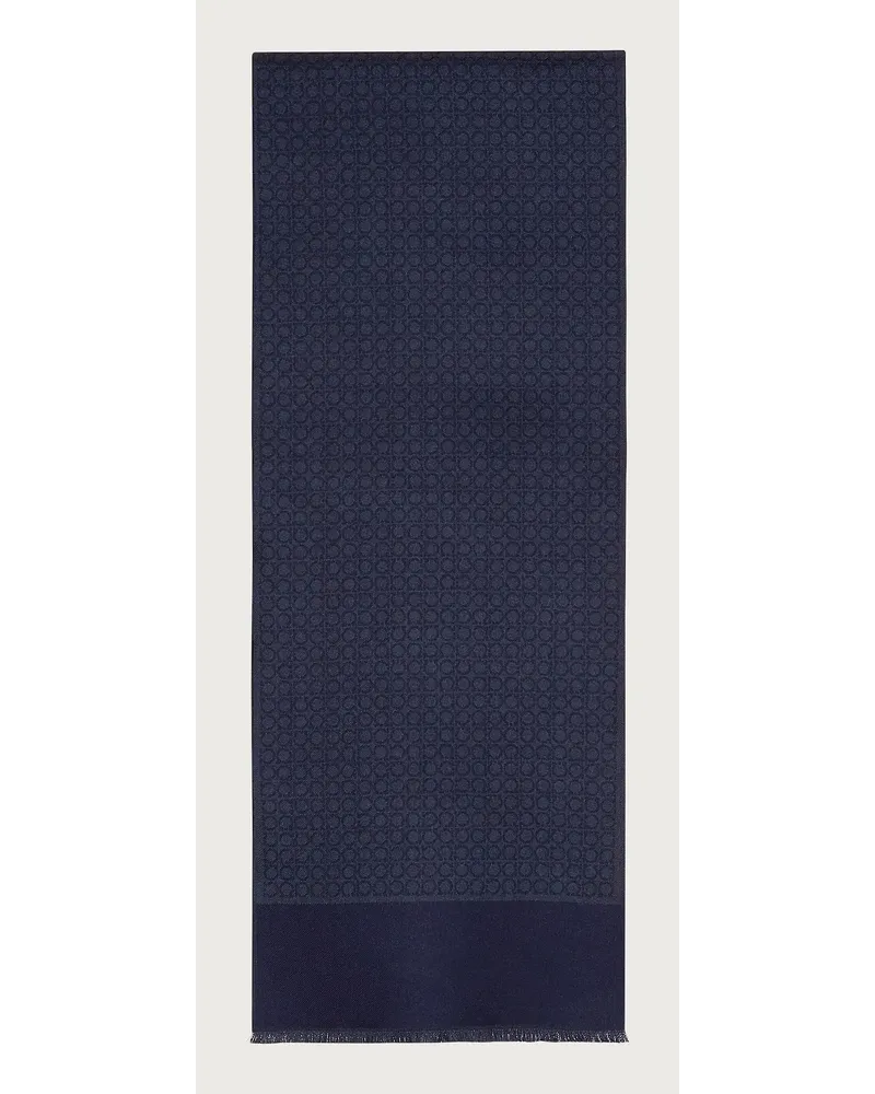 Ferragamo Herren Schal mit Gancini Blau Blau