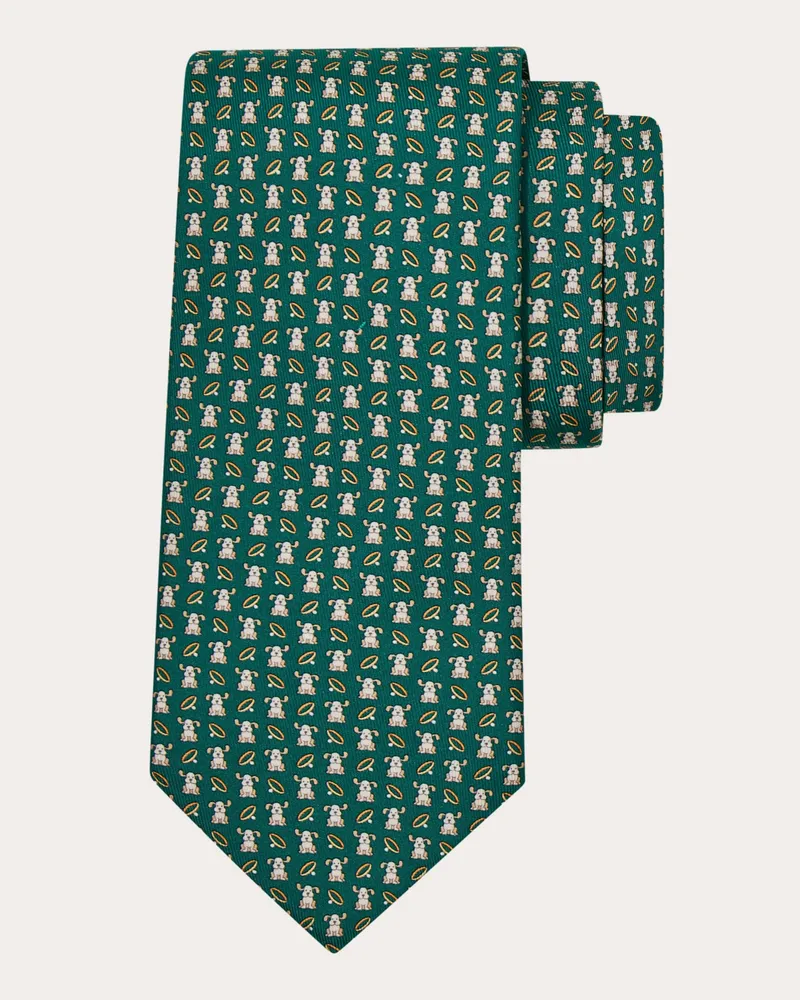 Ferragamo Herren Seidenkrawatte mit Bello-Print Grün Grün