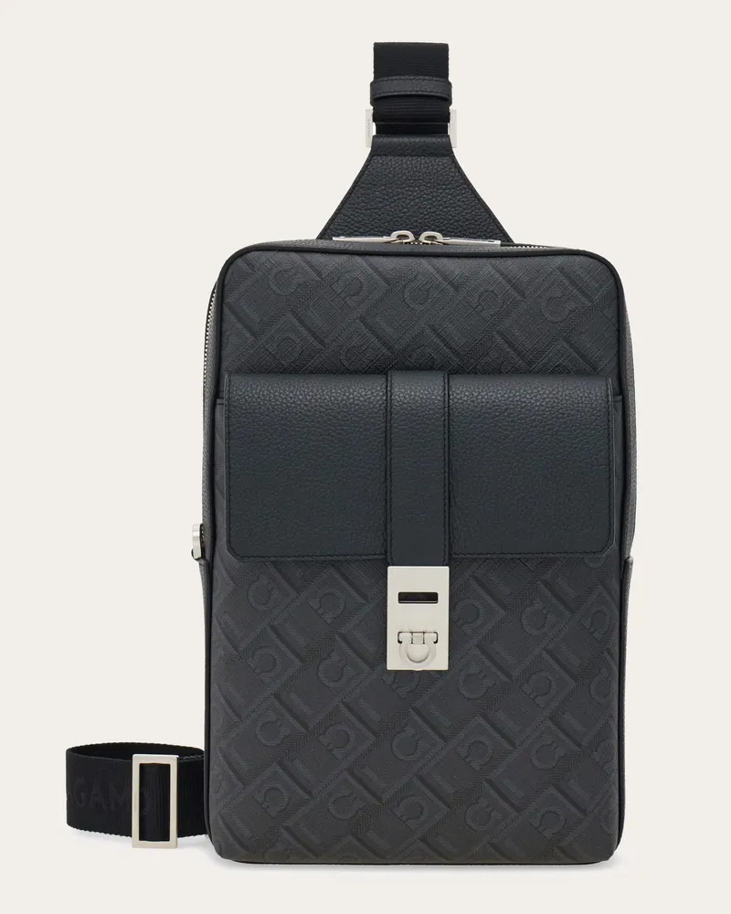 Ferragamo Herren Hug Einschulter-Rucksack Schwarz Schwarz