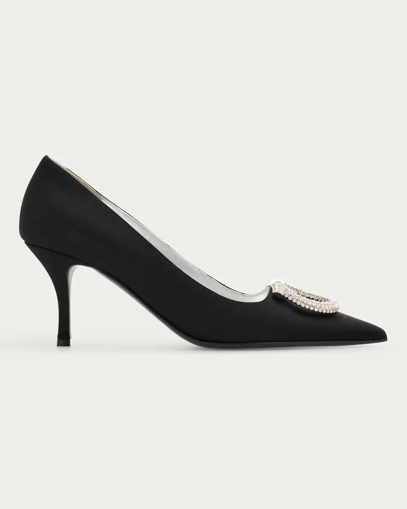 Ferragamo Damen Pumps mit Maxi Gancini Schwarz Größe Schwarz