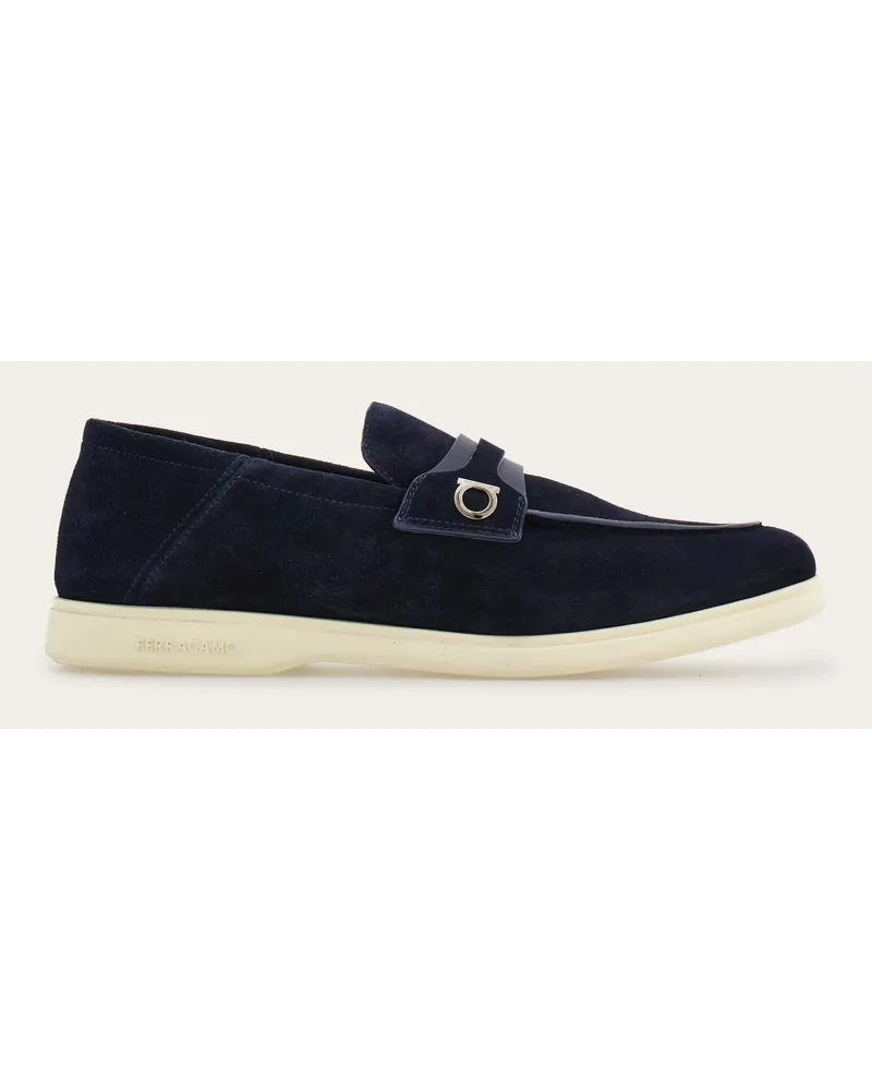 Ferragamo Herren Destrukturierter Loafer mit Gancini-Ornament Blau Größe Blau