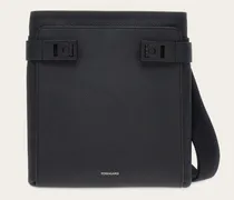 Herren North-South Umhängetasche mit Hug-Schnallen Schwarz