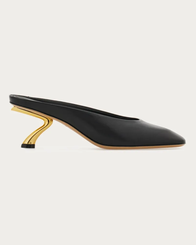 Ferragamo Damen Mule mit skulpturalem S-Absatz Schwarz Größe Schwarz