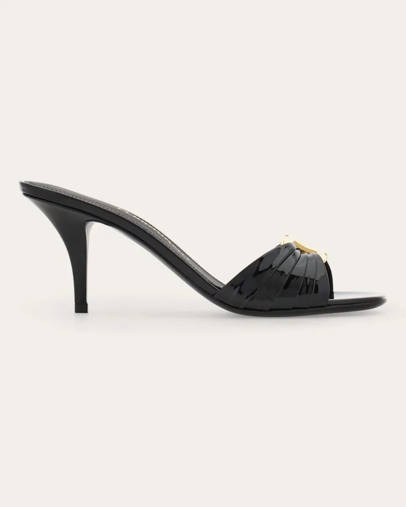 Ferragamo Damen Slide mit Gancini-Ornament Schwarz Größe 5 Schwarz