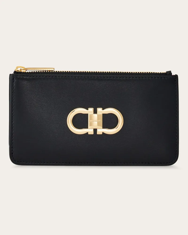 Ferragamo Damen Gancini Kreditkartenetui Schwarz Schwarz