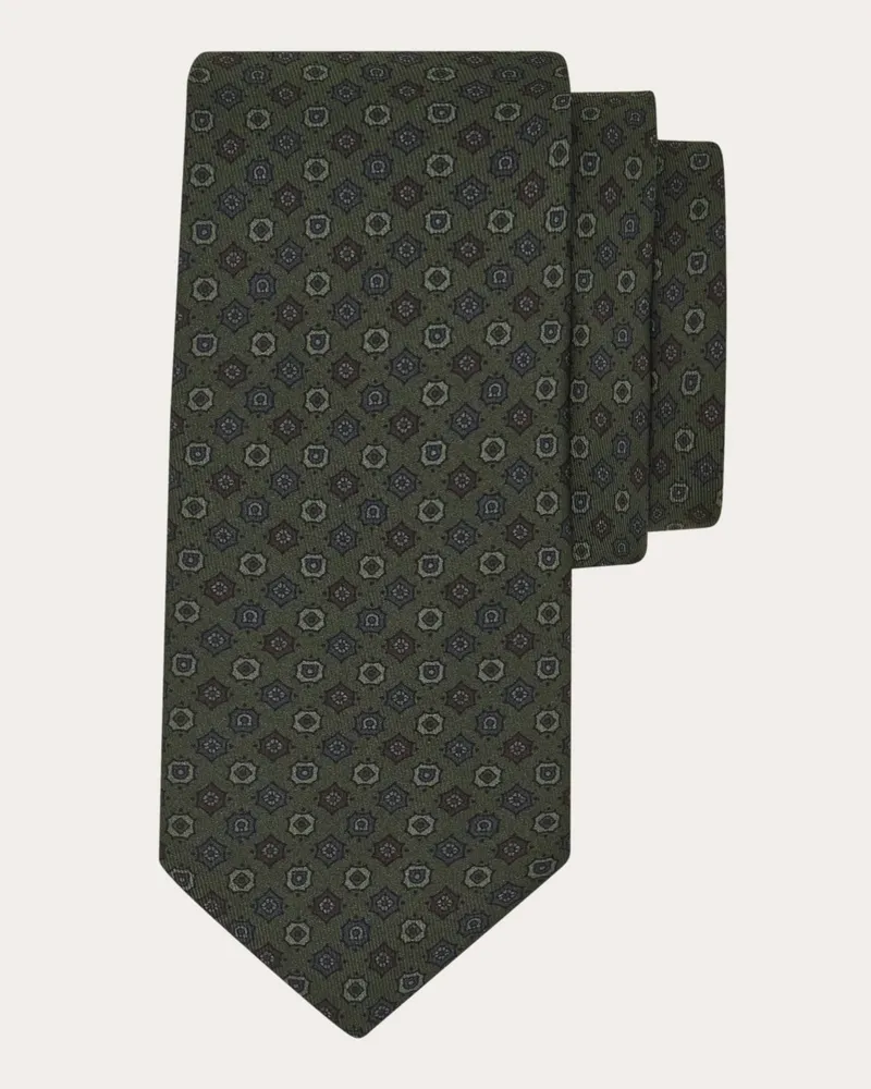 Ferragamo Herren Seidenkrawatte mit Mikroprint Grün Grün