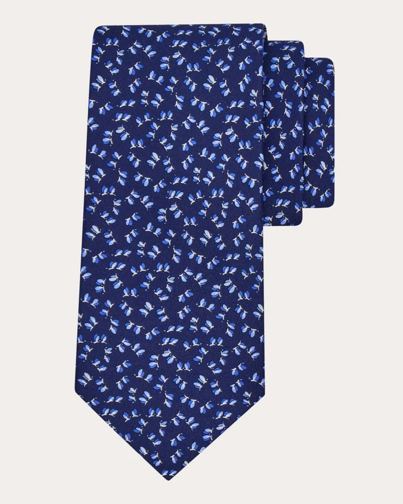 Ferragamo Herren Seidenkrawatte mit Libellen-Print Blau Blau