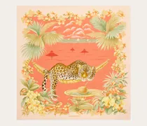 Damen Seidenhalstuch mit Jungle-Print Rosa
