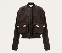 Damen Bomberjacke aus Leder Braun