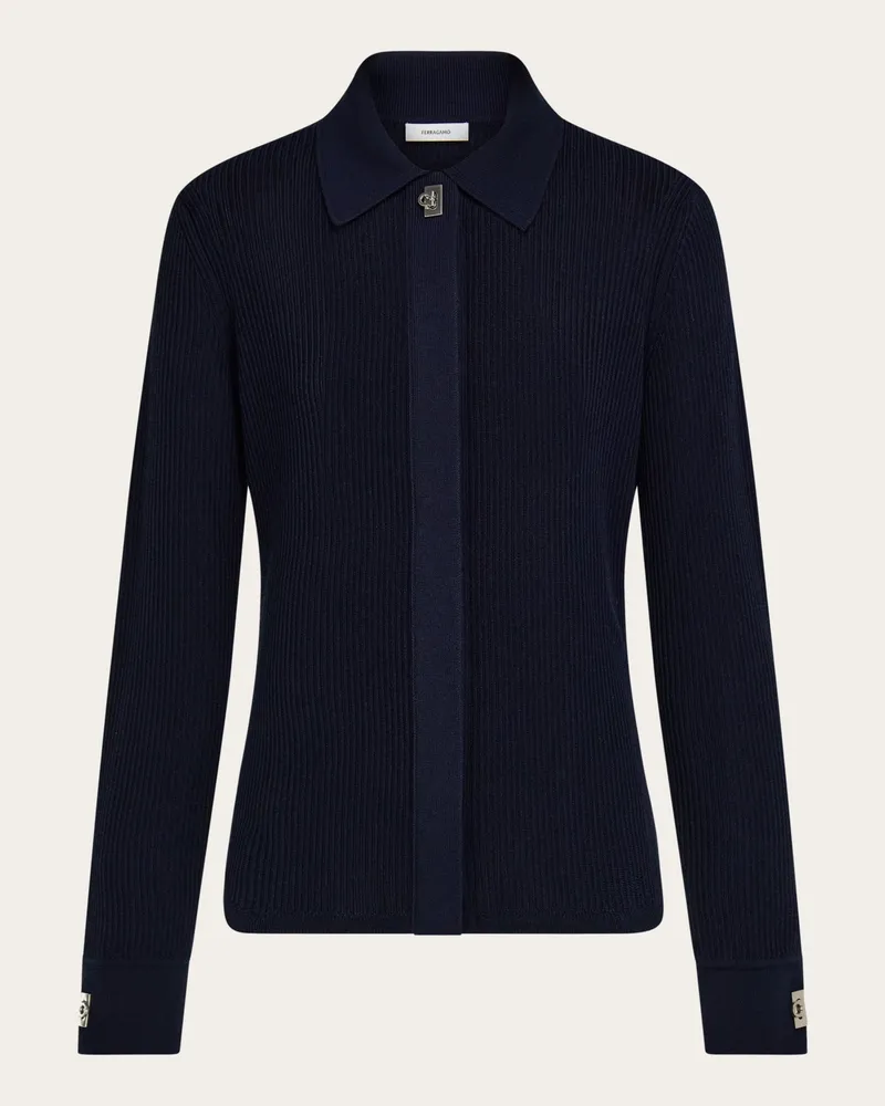 Ferragamo Damen Strickbluse Blau Blau