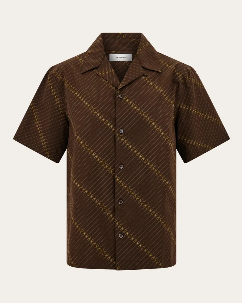 Ferragamo Herren Kurzärmliges Bowlinghemd Braun Braun