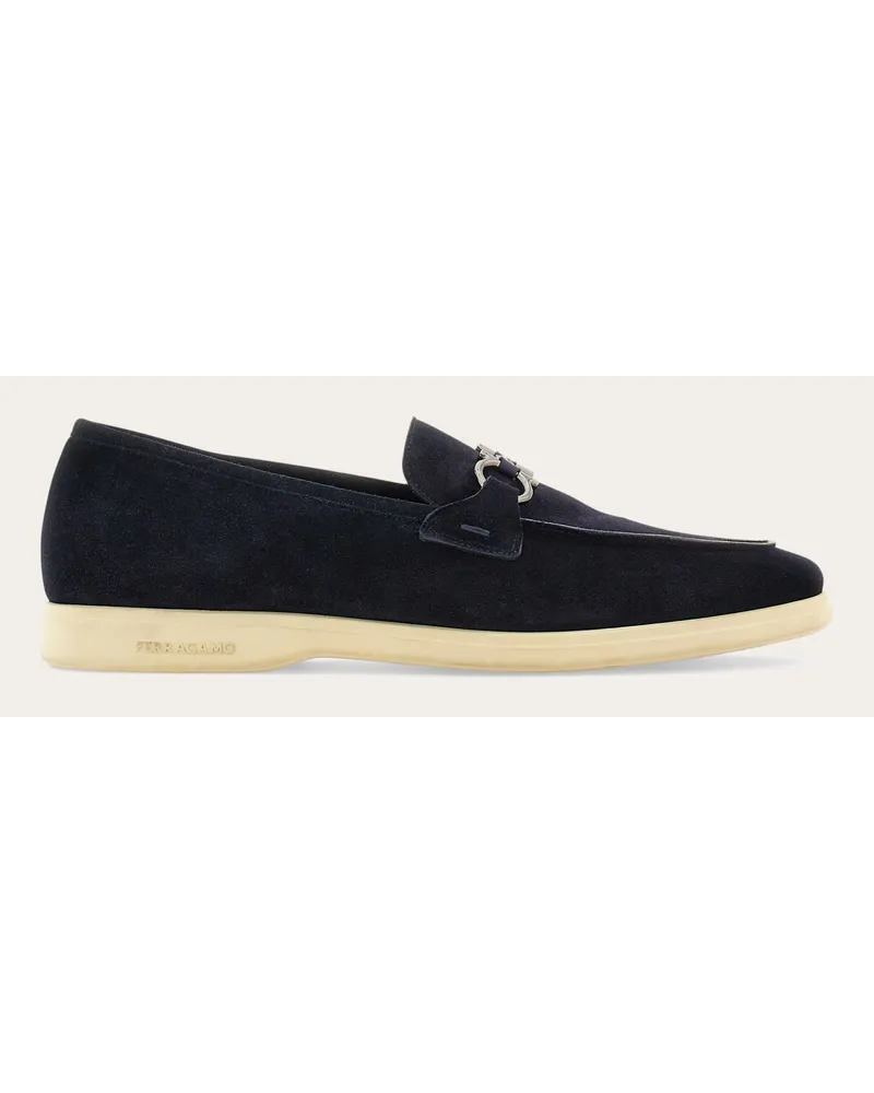 Ferragamo Herren Salopper Loafer mit Gancini-Ornament Blau Größe Blau