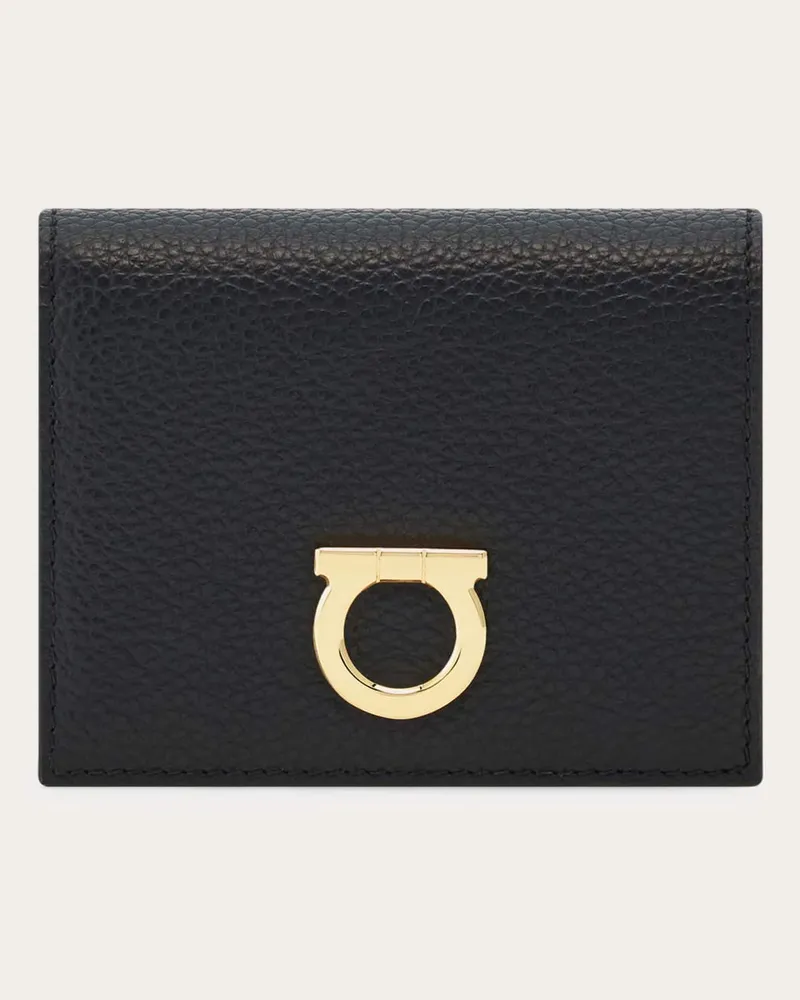 Ferragamo Damen Gancini Portemonnaie Schwarz Schwarz
