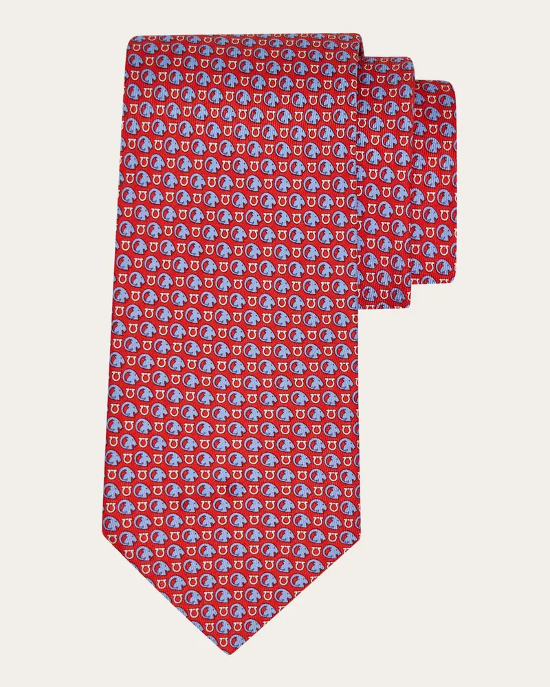 Ferragamo Herren Seidenkrawatte mit Goat-Print Rot Rot