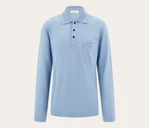 Herren Langärmliges Polohemd Blau