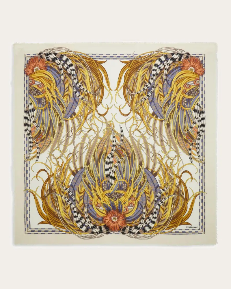 Ferragamo Damen Schultertuch aus Kaschmir und Seide Weiß Weiß