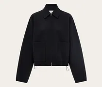 Damen Kurze Bomberjacke aus Mischkaschmir Schwarz