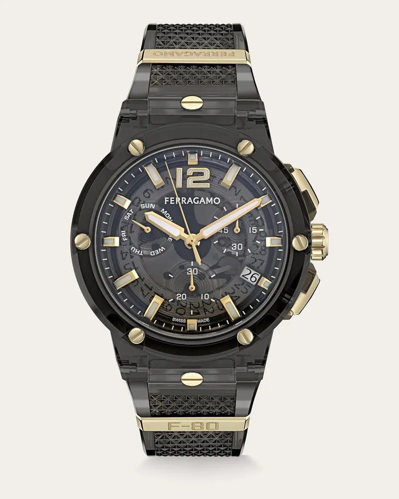 Ferragamo Herren F-80 Translucent Uhr Schwarz Schwarz