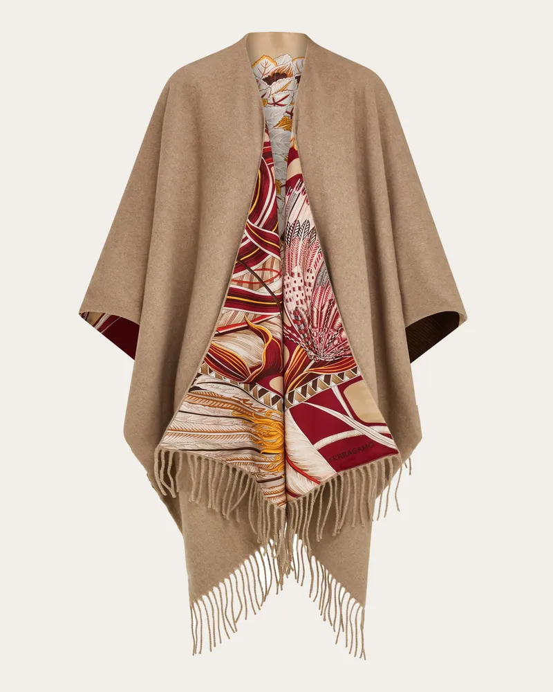 Ferragamo Damen Wende-Cape aus Kaschmir und Seide Beige Braun