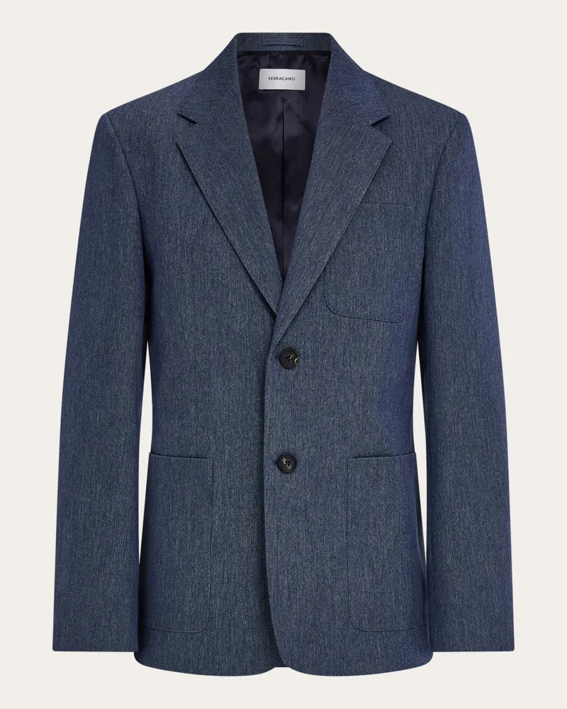 Ferragamo Herren Einreihiges Jeanssakko Blau Blau