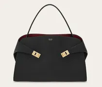 Damen Zweifarbige Schultertasche Hug Soft (L) Schwarz