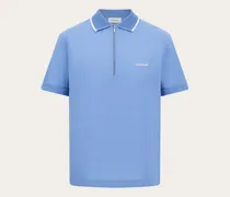 Herren Polohemd aus Baumwolle mit Reißverschluss Blau