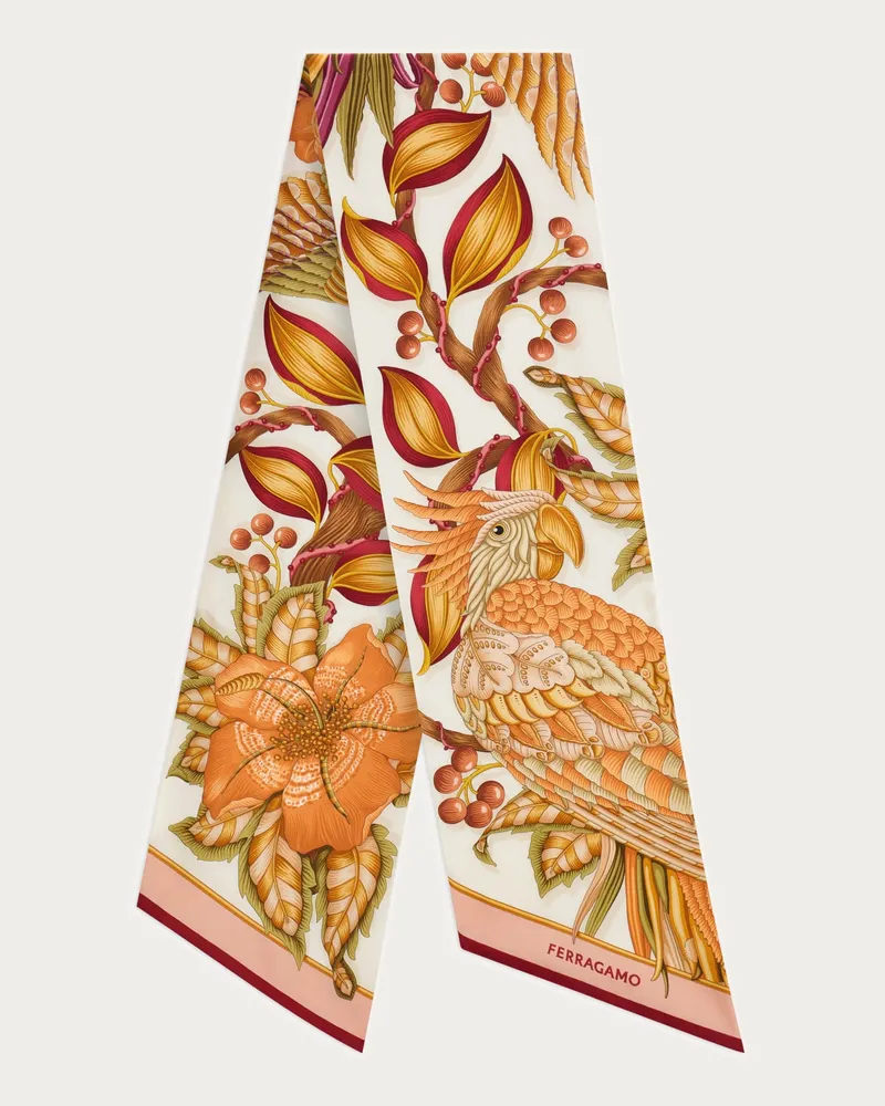 Ferragamo Damen Bandeau-Tuch Parrots-Print Orange Orange