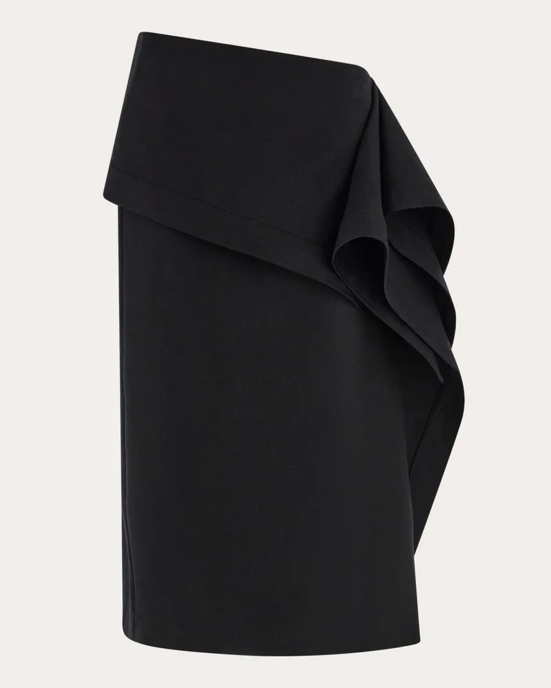 Ferragamo Damen Asymmetrischer Rock mit Schößchen Schwarz Schwarz