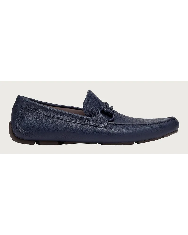 Ferragamo Herren Driver Mokassin mit Gancini-Element Blau Größe Blau