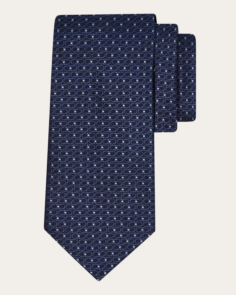 Ferragamo Herren Jacquard-Seidenkrawatte mit Doppel-Gancini Blau Blau
