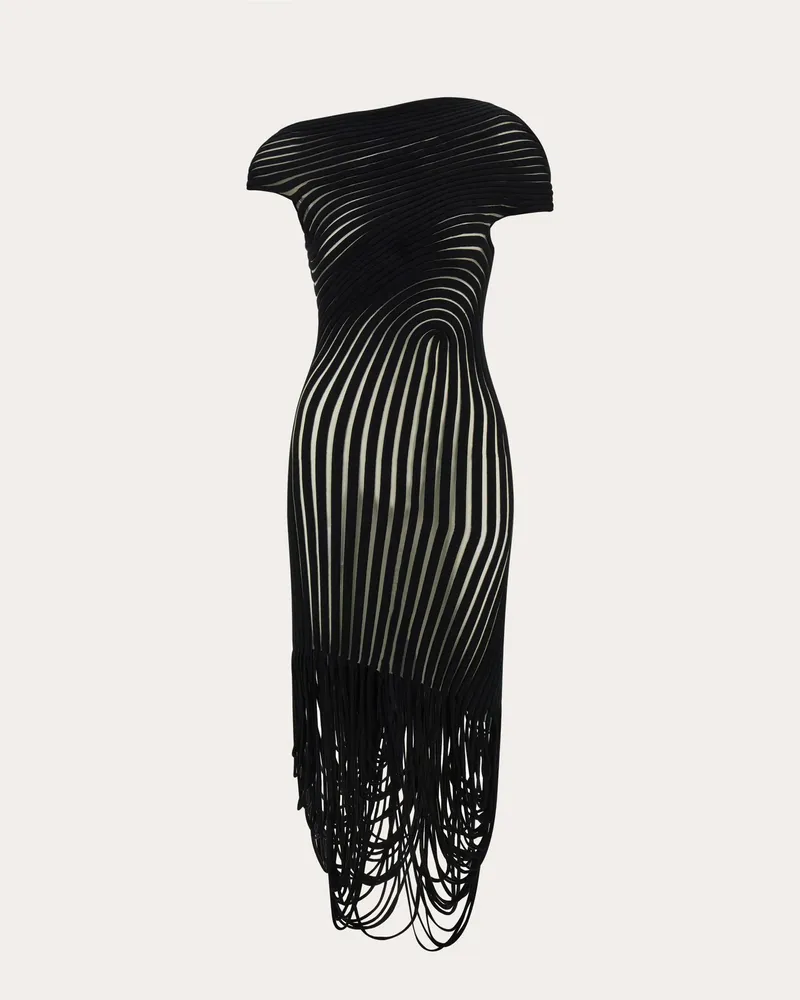 Ferragamo Damen Kleid mit asymmetrischem Ausschnitt Schwarz Schwarz