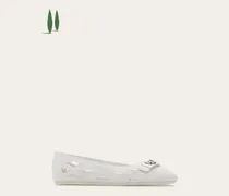 Damen Back to Earth - Ballerina mit Hug-Schnalle Weiß Größe 5