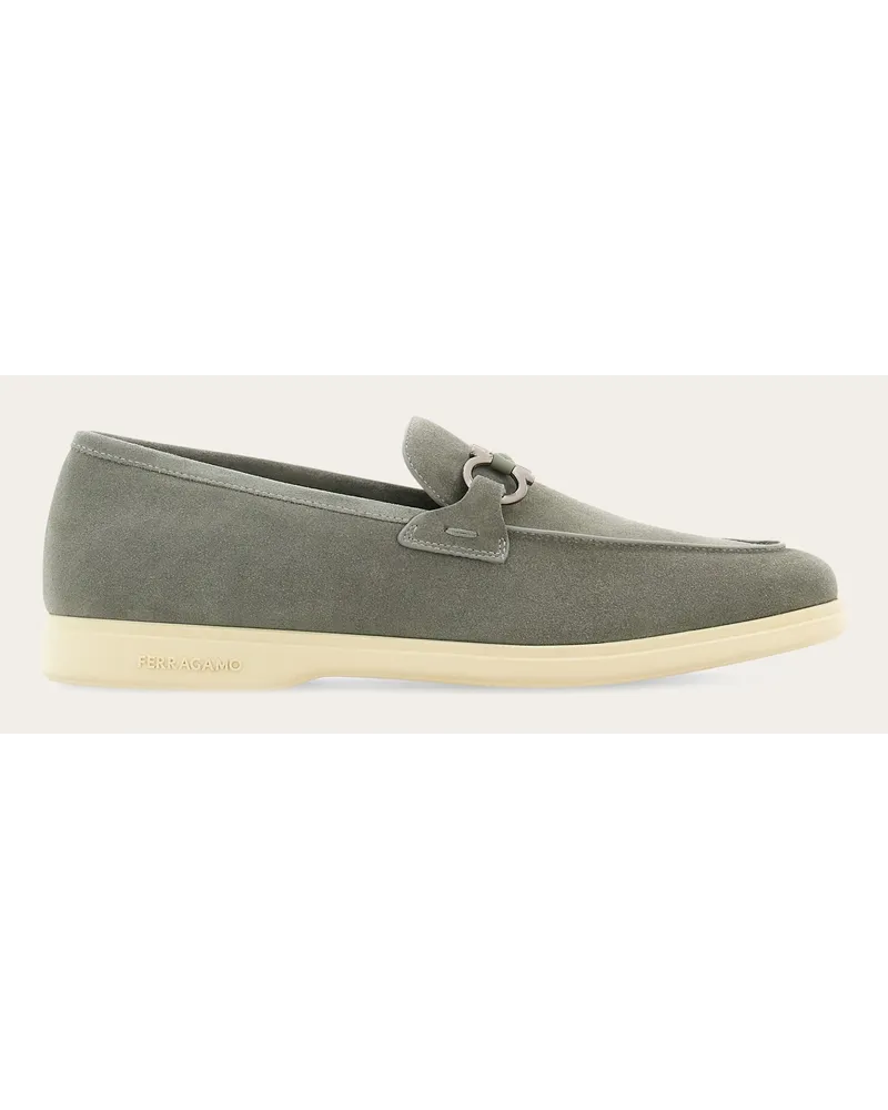Ferragamo Herren Salopper Loafer mit Gancini-Ornament Grau Größe Grau