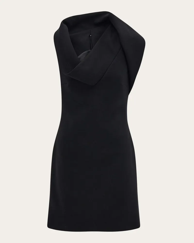 Ferragamo Damen Asymmetrisches kurzes Kleid Schwarz Schwarz