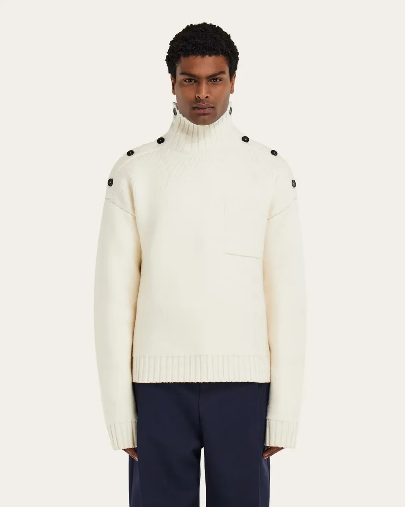 Ferragamo Herren Pullover mit-Knöpfen Beige Beige