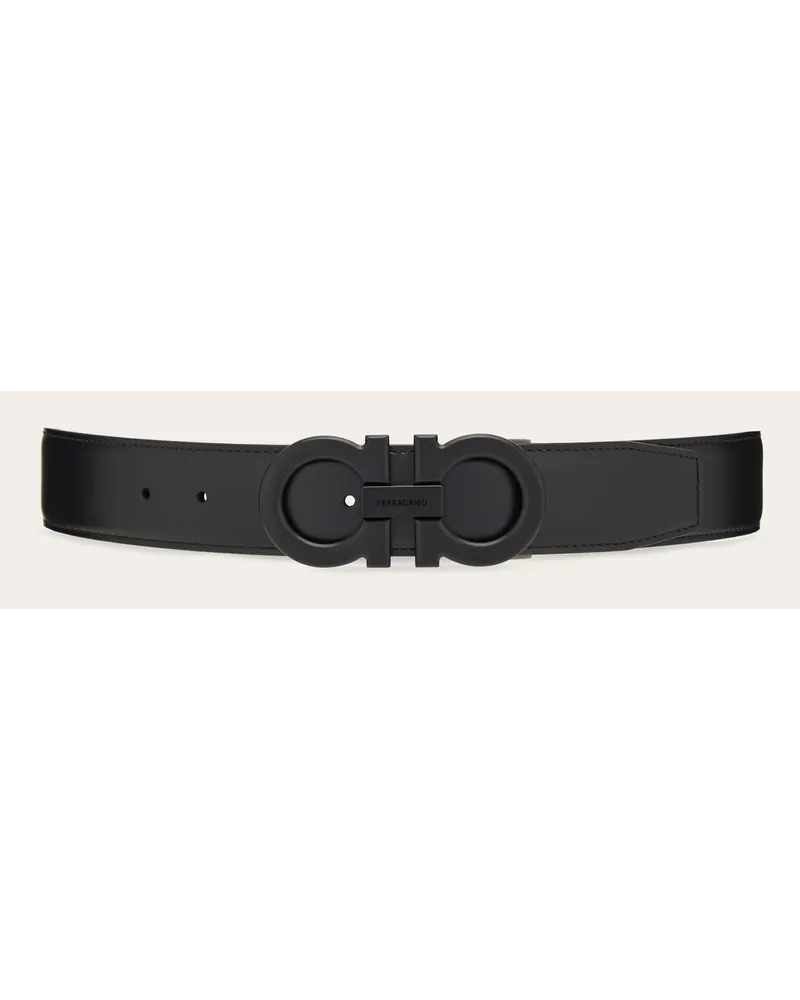 Ferragamo Herren Verstellbarer Gancini Wendegürtel Schwarz Schwarz
