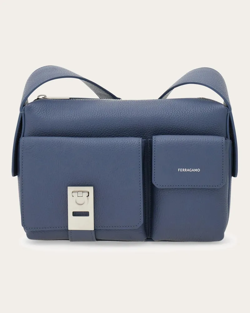 Ferragamo Herren Multipocket Umhängetasche Blau Blau