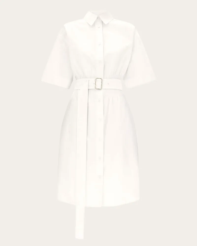 Ferragamo Damen Hemdkleid aus Baumwolle und Seide Weiß Weiß