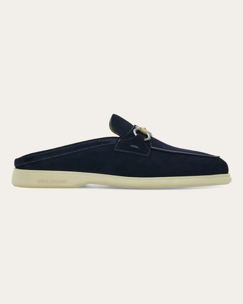 Ferragamo Herren Mule mit Gancini-Trense Blau Größe Blau