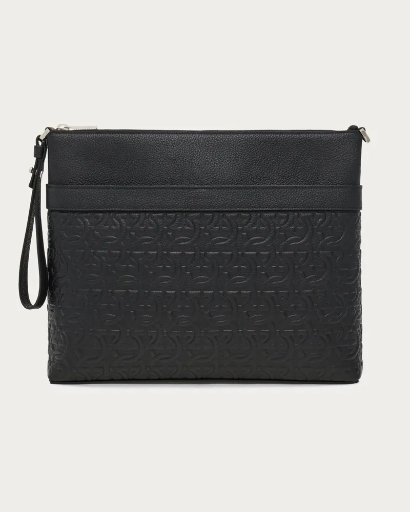 Ferragamo Herren Gancini Kuriertasche Schwarz Schwarz