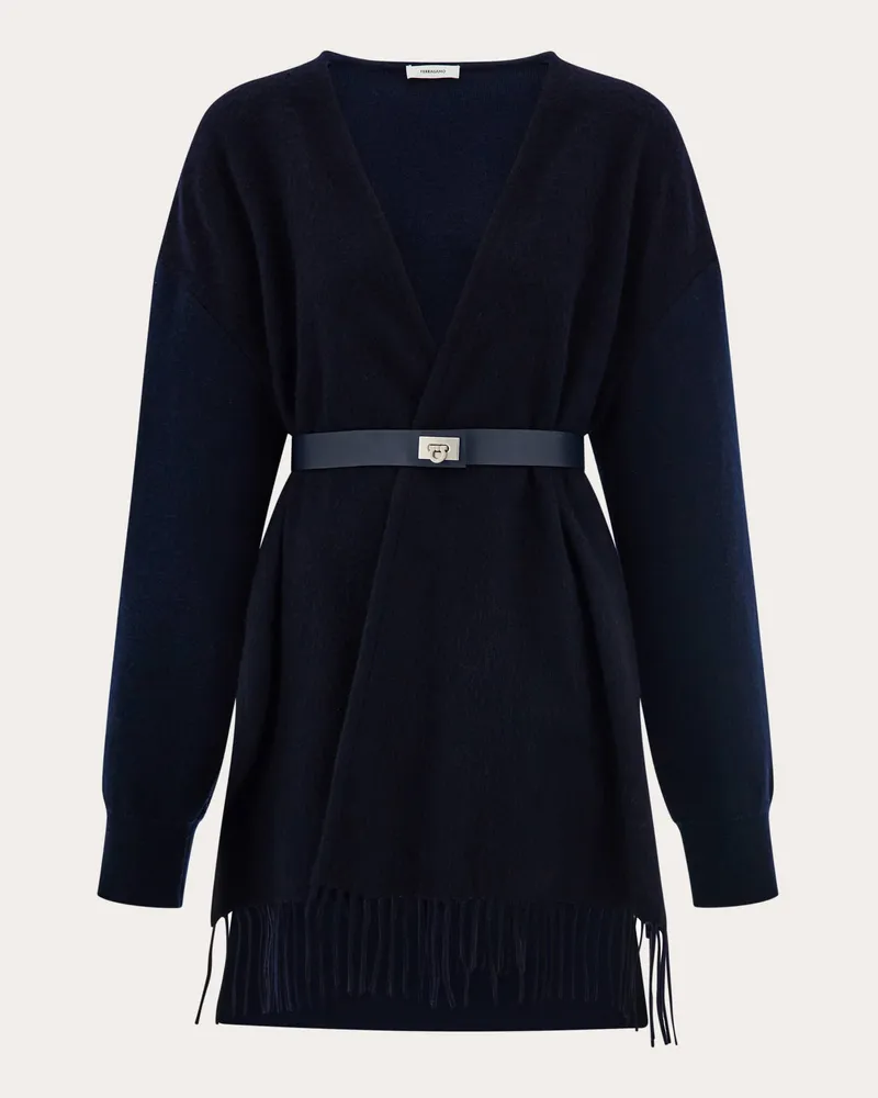 Ferragamo Damen Poncho-Strickjacke Blau Blau