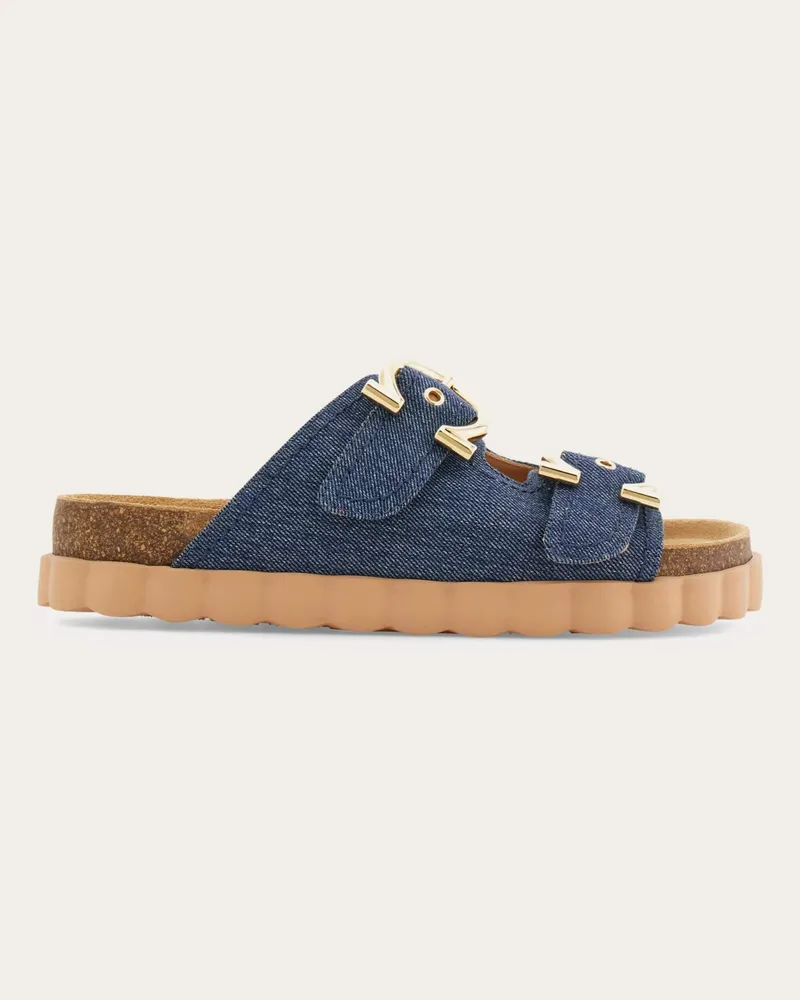 Ferragamo Damen Sportliche Sandale mit Gancini Blau Größe 5 Blau