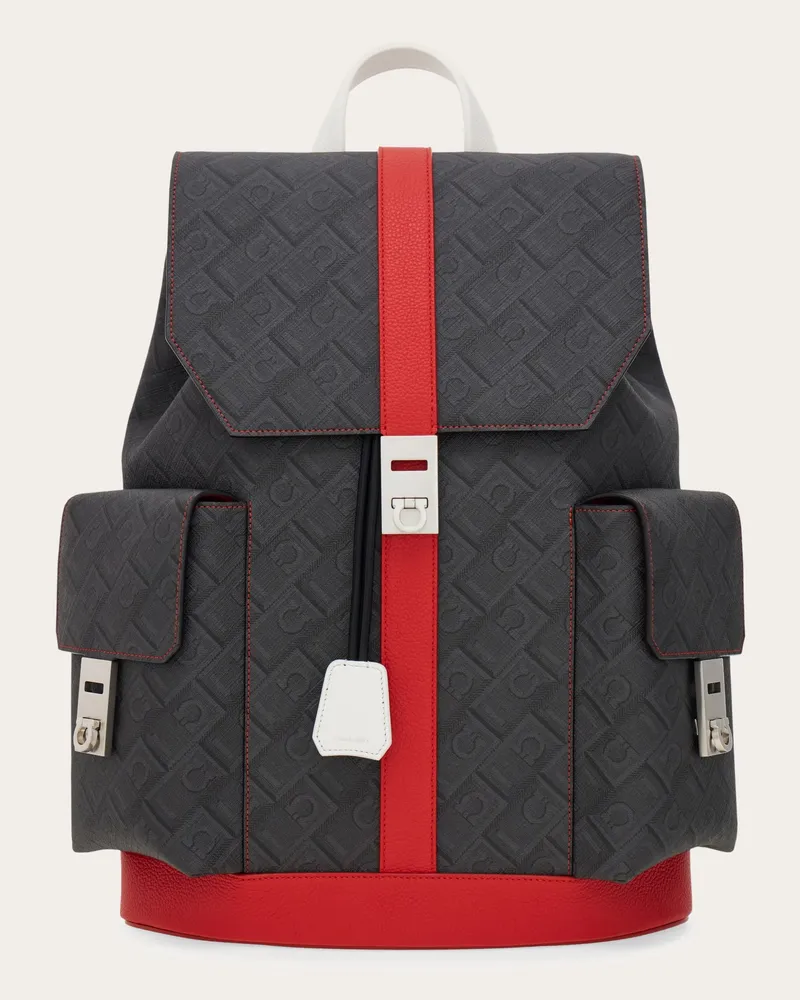 Ferragamo Herren Rucksack mit Doppeltasche - Citymatch Capsule Rot Rot