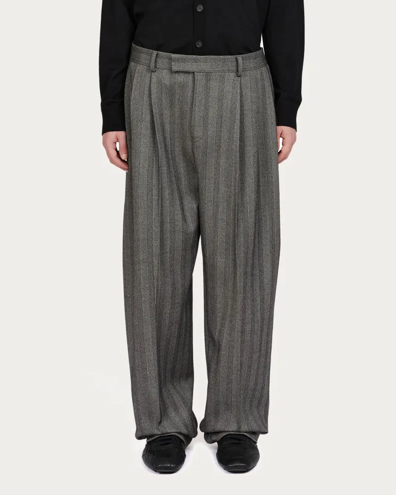 Ferragamo Herren Schneiderhose in Chevron Schwarz Schwarz