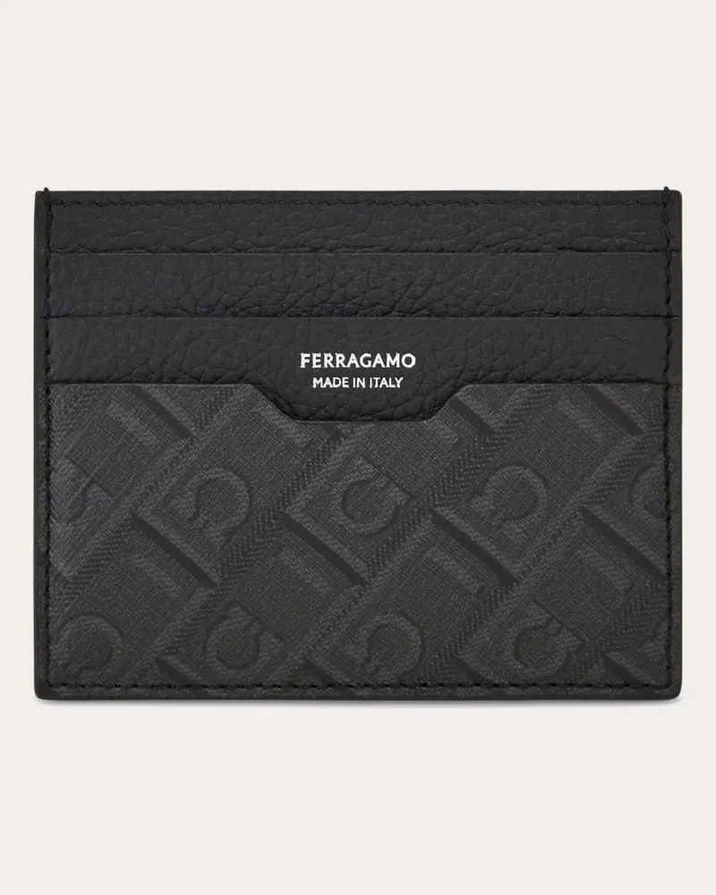 Ferragamo Herren Kreditkartenetui Schwarz Schwarz